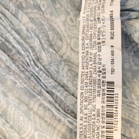 Zara Blue Teal Paisley Crinkled Relaxed Fit Button Down Maxi Sheath Dress M EUC - Picture 12 of 12